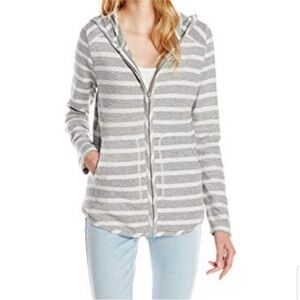Lucky Lotus Gray & Cream Striped Zip Up jacket 3x